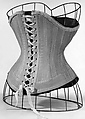 Corset, cotton, silk, metal, bone, elastic, American